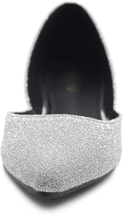 Ollio Women's Shoes Glitter Casual Comfort Light Pointed Toe Ballet Flats F112