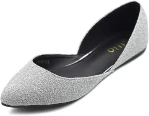 Ollio Women's Shoes Glitter Casual Comfort Light Pointed Toe Ballet Flats F112