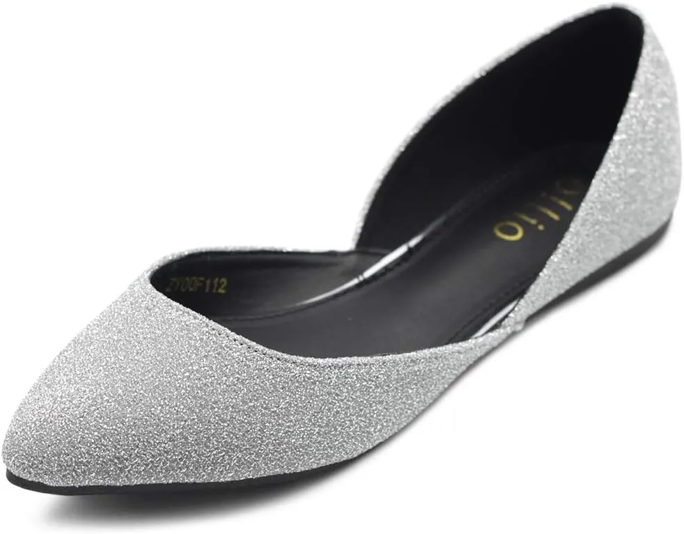 Ollio Women's Shoes Glitter Casual Comfort Light Pointed Toe Ballet Flats F112