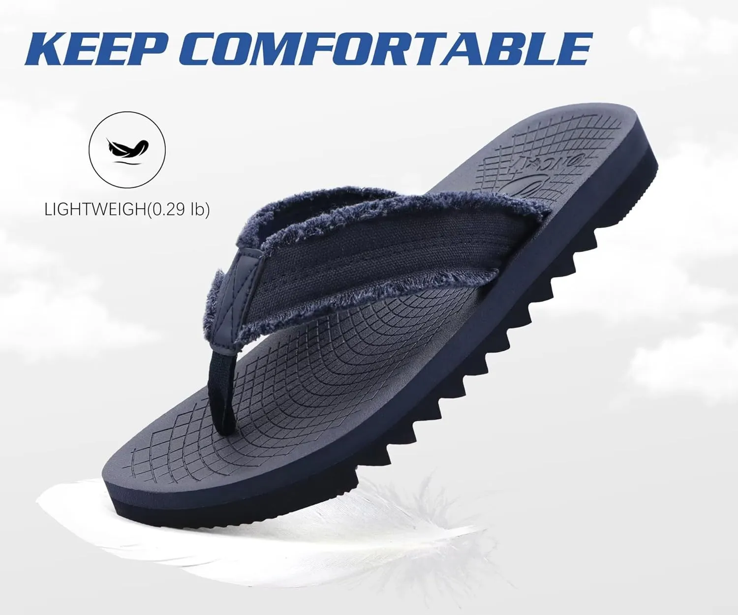 ONCAI Mens Flip Flops Summer Beach Walking Flip Flops Comfortable Soft Lightweight Recovery Cushion Slip On Sandals Size 7-15