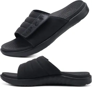 ONCAI Mens Sandals Adjustable Straps Orthotic Plantar Fasciitis Open Toe Athletic Sport Slides with Soft Comfy Arch Support Footbed Size 7.5-15