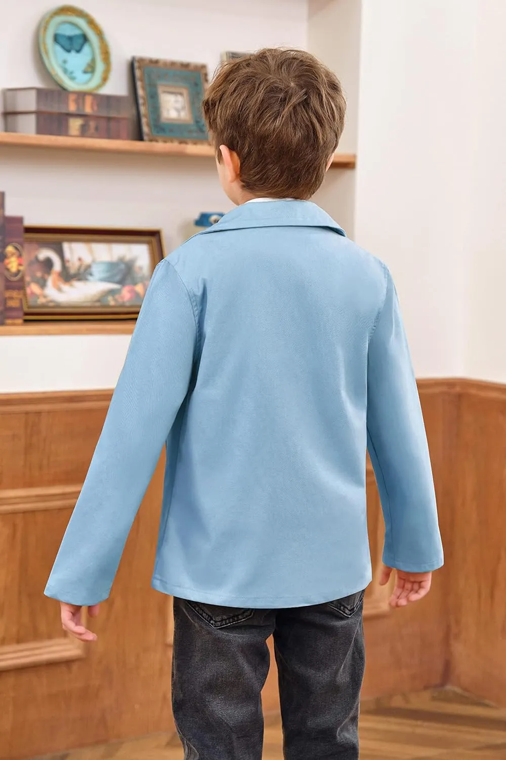 PASLTER Boys Blazer Button Closure Notched Lapel Casual Kids Teen Suit Jacket School Uniform Trench Coat