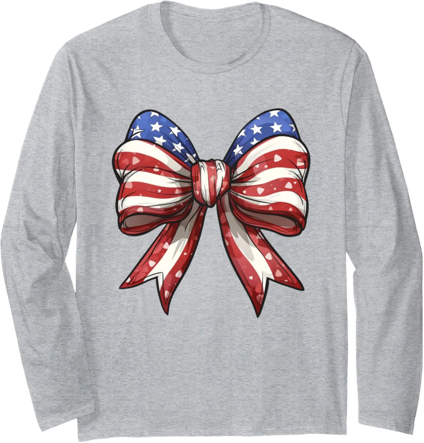 Patriotic Coquette Bow USA Flag July4th Shirt Cute 4th Style Long Sleeve T-Shirt