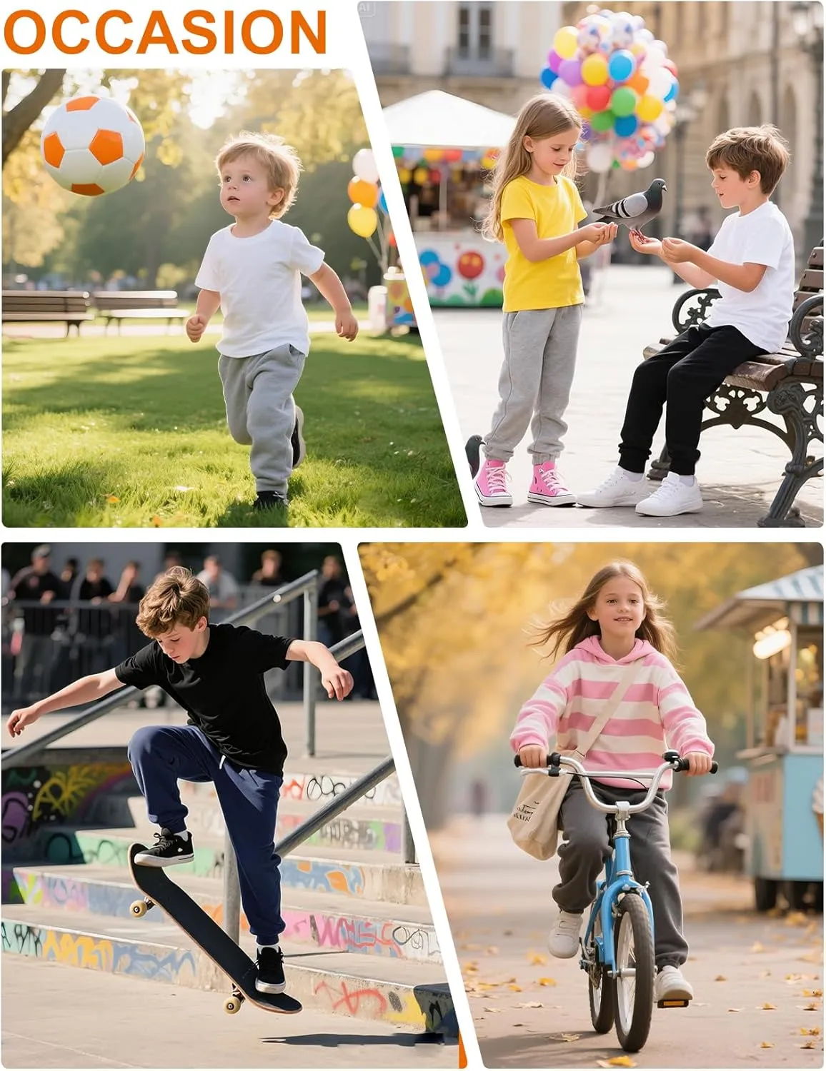 PEHMEA Boys Girls Sweatpants 3 Pack Active Jogger Pants with Pockets Drawstring for Kids 5-14 Years