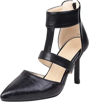Pointed Toe Stilettos for Women Dressy Summer Fashion Back Zip Ankle Strap Hollow Closed Toe Super High Heel Sandals Comfy Casual Plaid Shoes