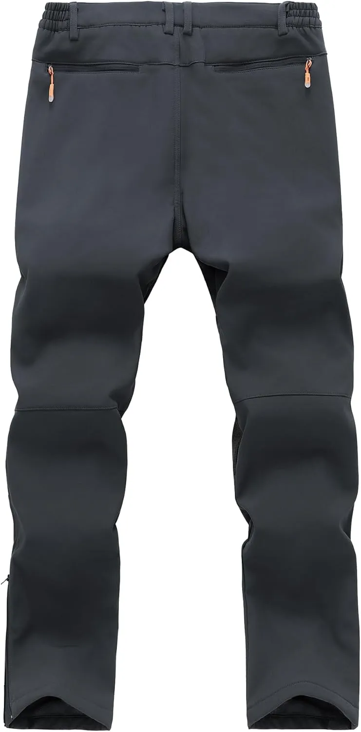 Postropaky Mens Hiking Snow Ski Pants Waterproof Outdoor Insulated Softshell Pants Snowboard Zipper Bottom Leg