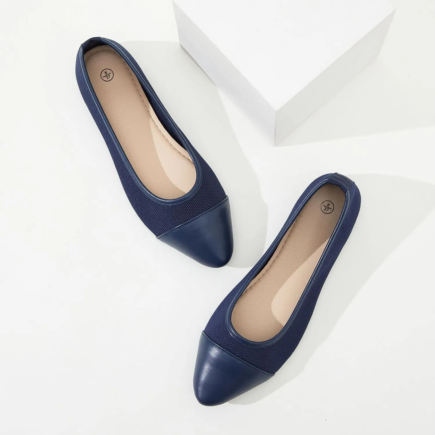 POVOGER Women's Pointed Toe Flats Womens Dressy Ballet Flats Foldable Low Heel Dress Shoes Comfortable