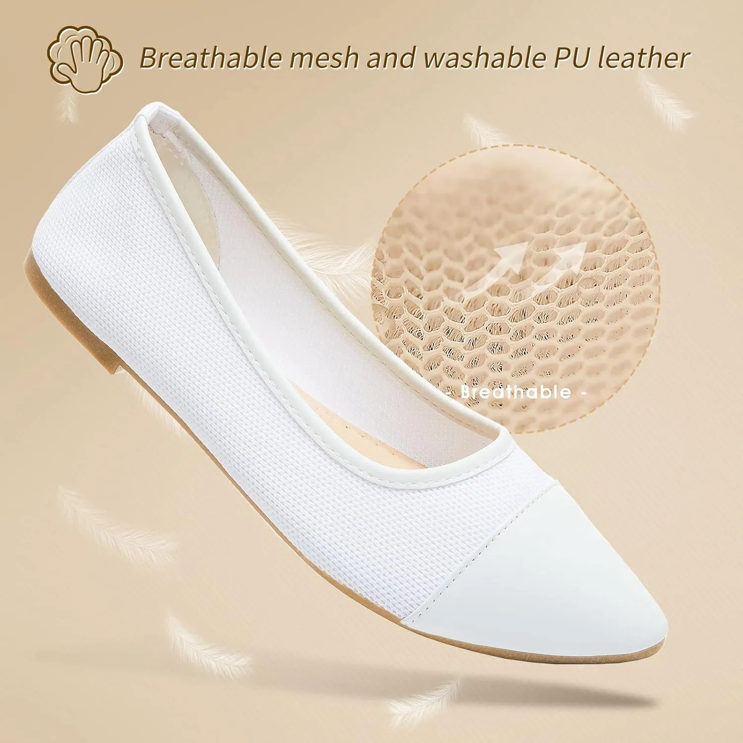 POVOGER Women's Pointed Toe Flats Womens Dressy Ballet Flats Foldable Low Heel Dress Shoes Comfortable
