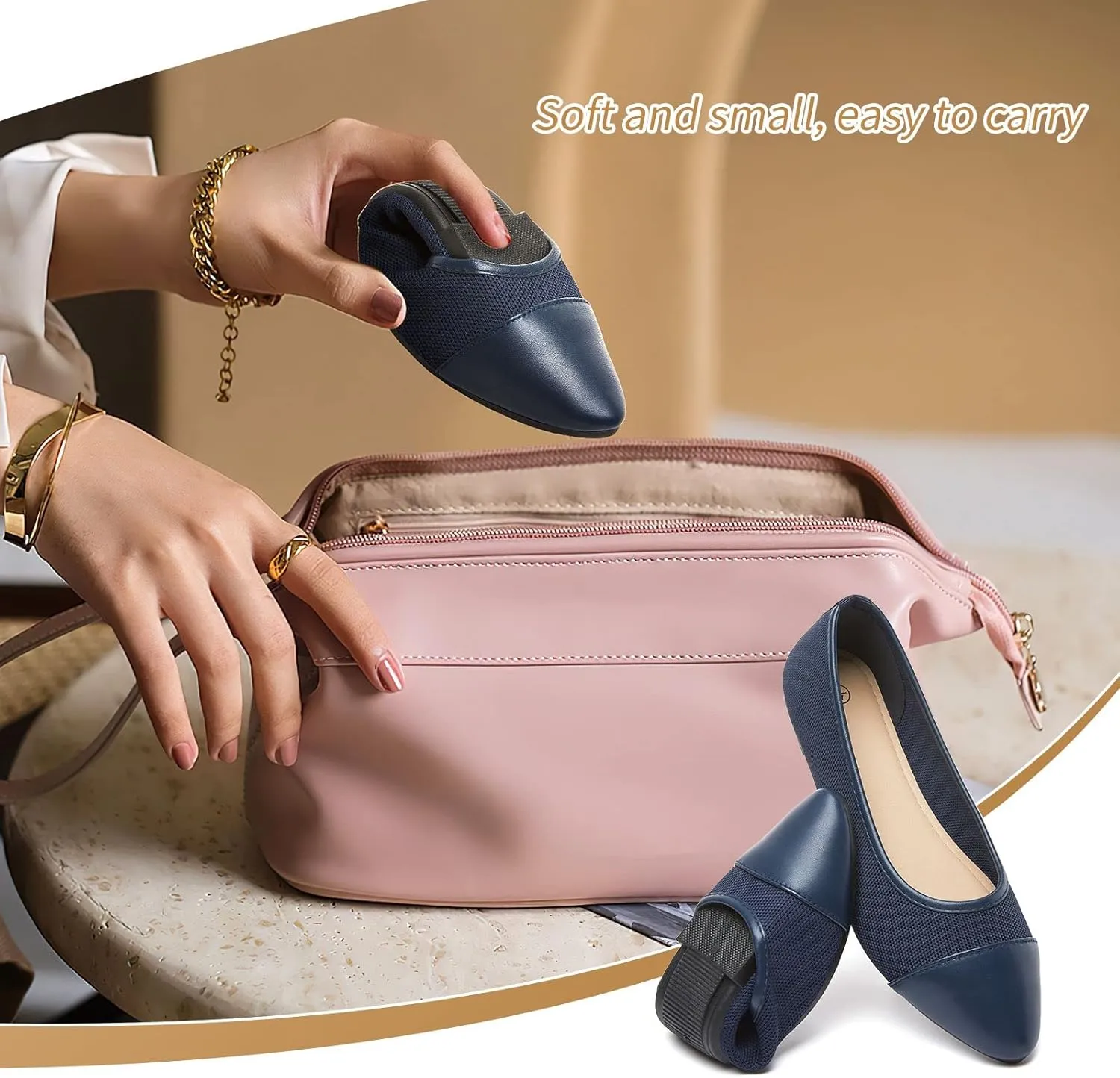 POVOGER Women's Pointed Toe Flats Womens Dressy Ballet Flats Foldable Low Heel Dress Shoes Comfortable