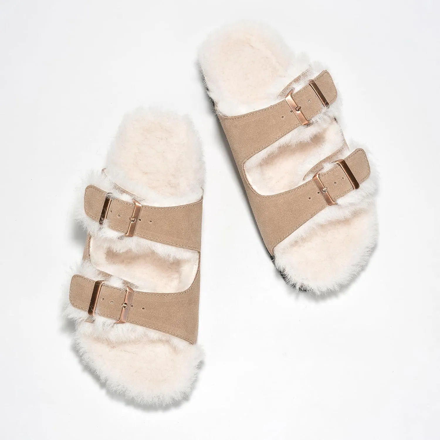 Project Cloud Genuine Suede House Slippers for Women - Cozy Womens Sandals Shearling Fur Lining Slides - Adjustable Straps Sandals for Women 2025 (Dianea)