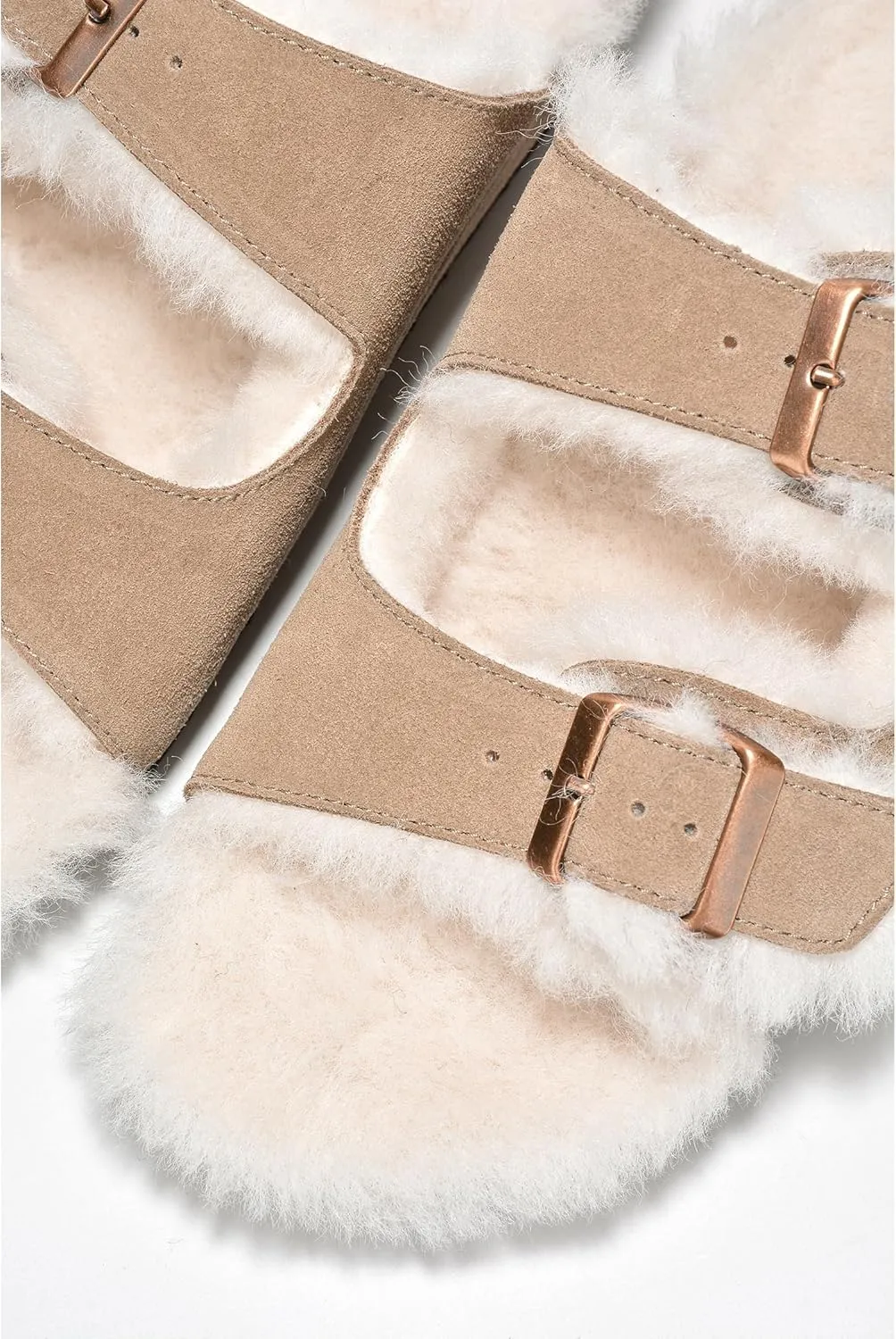 Project Cloud Genuine Suede House Slippers for Women - Cozy Womens Sandals Shearling Fur Lining Slides - Adjustable Straps Sandals for Women 2025 (Dianea)