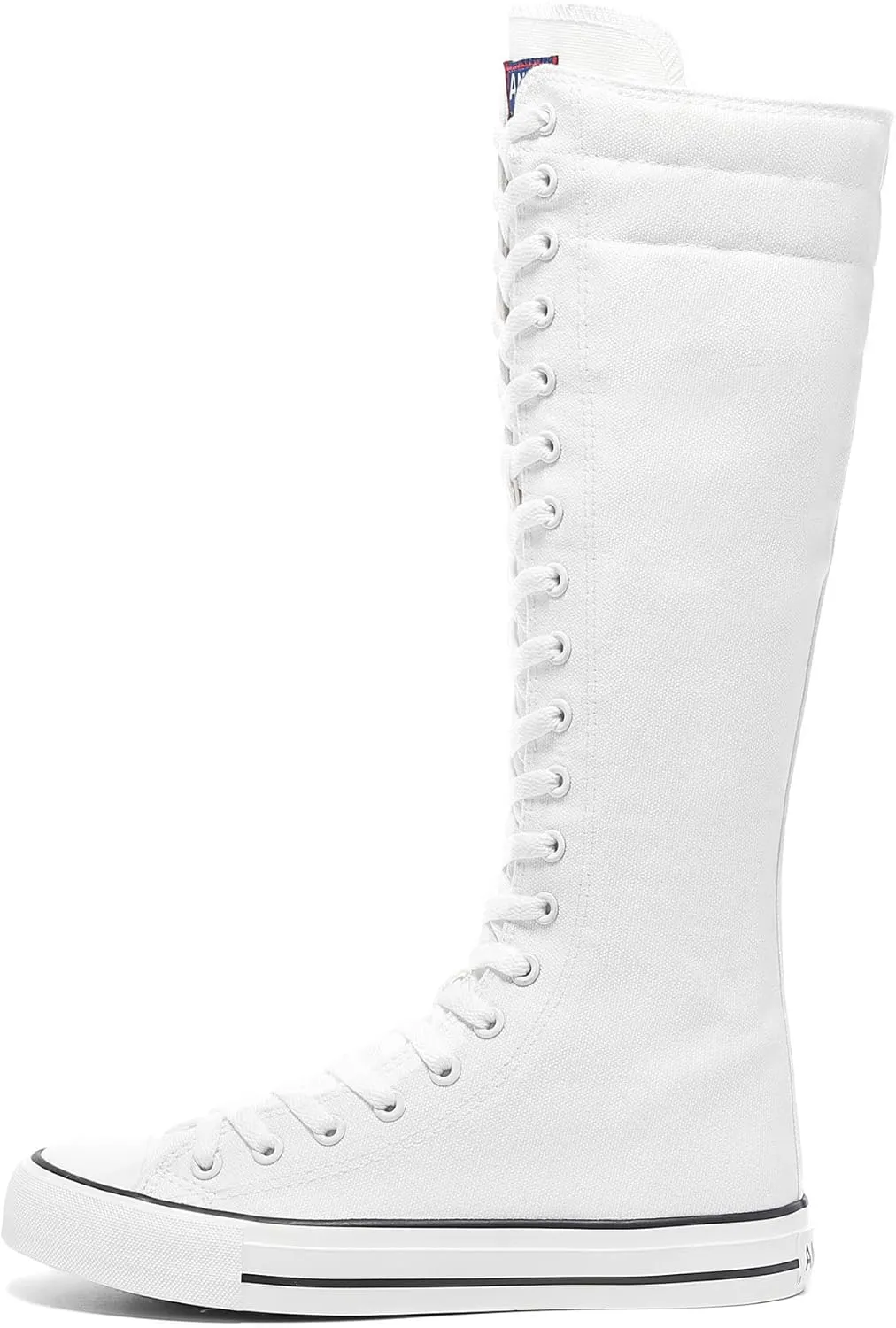 rismart Women's Tall Canvas Boots Knee Length Lace Up Punk Dancing Sneakers