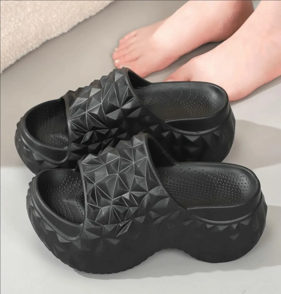 Rungion Women's Thick Sole Sandals Comfort Outdoor Slides with Arch Support Summer Beach Recovery Slipper Non-Slip Quick Drying Sandals
