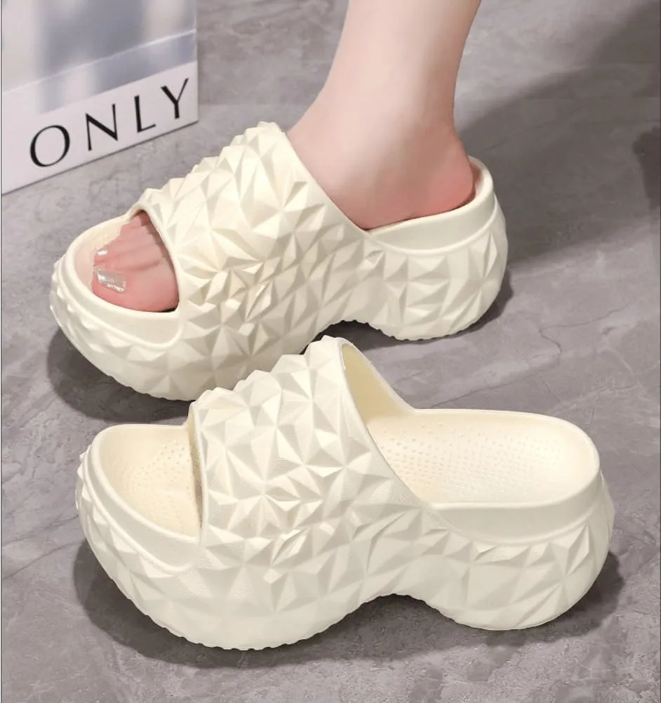 Rungion Women's Thick Sole Sandals Comfort Outdoor Slides with Arch Support Summer Beach Recovery Slipper Non-Slip Quick Drying Sandals