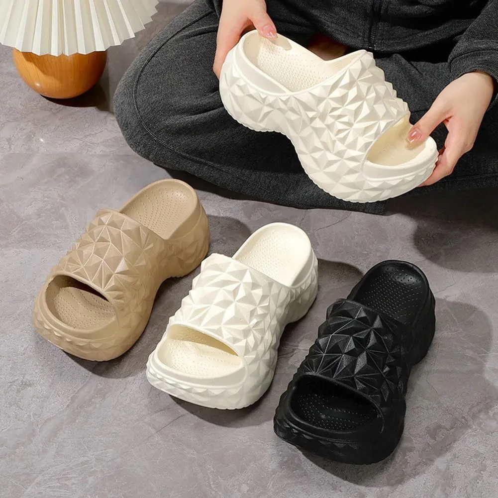 Rungion Women's Thick Sole Sandals Comfort Outdoor Slides with Arch Support Summer Beach Recovery Slipper Non-Slip Quick Drying Sandals