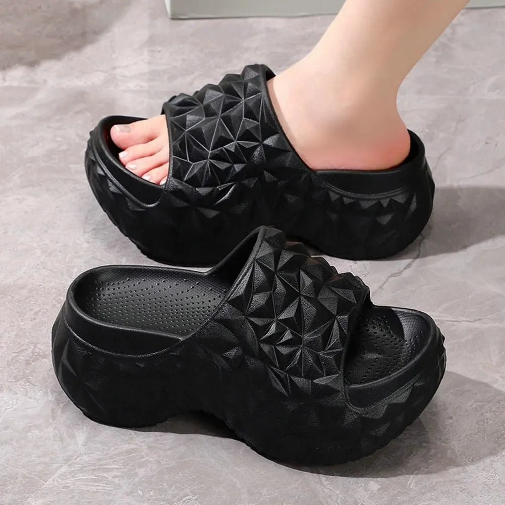 Rungion Women's Thick Sole Sandals Comfort Outdoor Slides with Arch Support Summer Beach Recovery Slipper Non-Slip Quick Drying Sandals