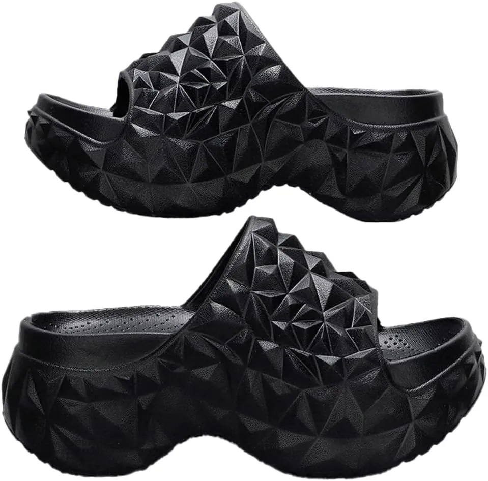 Rungion Women's Thick Sole Sandals Comfort Outdoor Slides with Arch Support Summer Beach Recovery Slipper Non-Slip Quick Drying Sandals