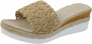 Sandals With Woven Straps Platform Wedge Heel Rope Sole Boho Toe Ring Slip On Sandals Womens Sandals with Heels Dressy