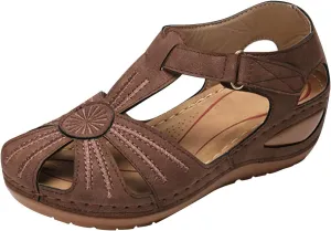 Sandals Women Dressy Summer Closed Toe Wedge Platform Sandals Vintage Casual Hollow Out Orthopedic Shoes Comfy Bohemia Gladiator Ladies Shoes