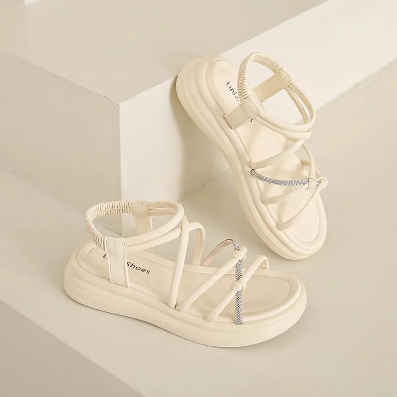 Sandals women's 2025 new summer skirt fashion high sense versatile work not tired feet platform Roman shoes,Wear-resistant and lightweight, skin-friendly, breathable and comfortable