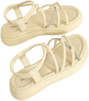 Sandals women's 2025 new summer skirt fashion high sense versatile work not tired feet platform Roman shoes,Wear-resistant and lightweight, skin-friendly, breathable and comfortable
