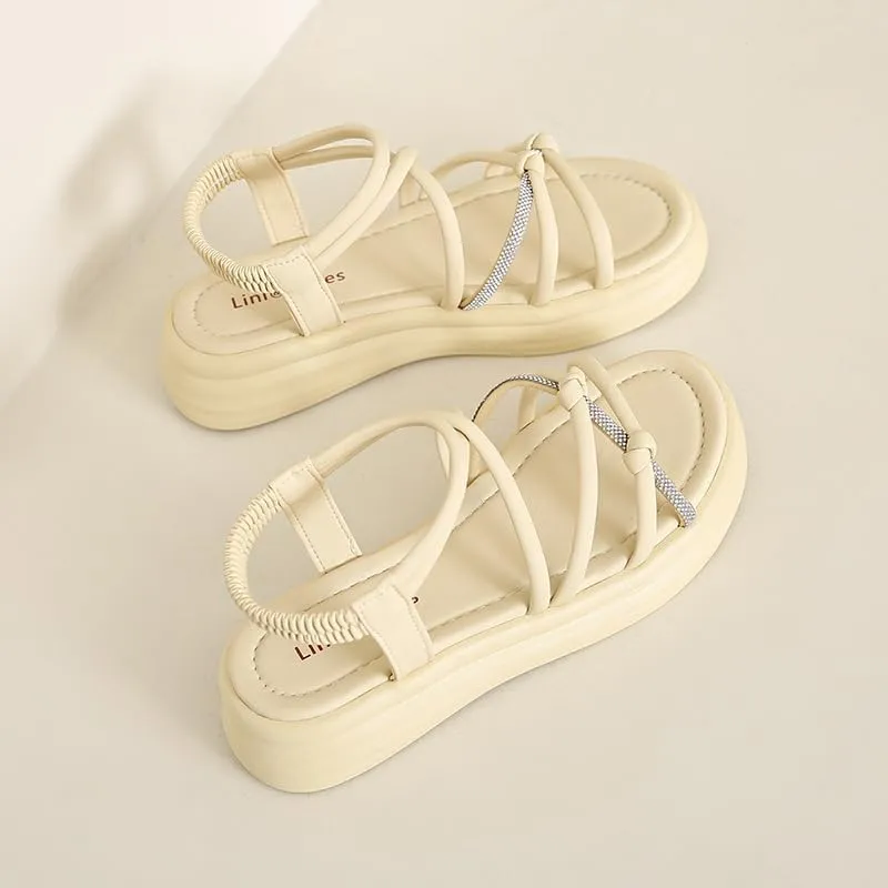 Sandals women's 2025 new summer skirt fashion high sense versatile work not tired feet platform Roman shoes,Wear-resistant and lightweight, skin-friendly, breathable and comfortable