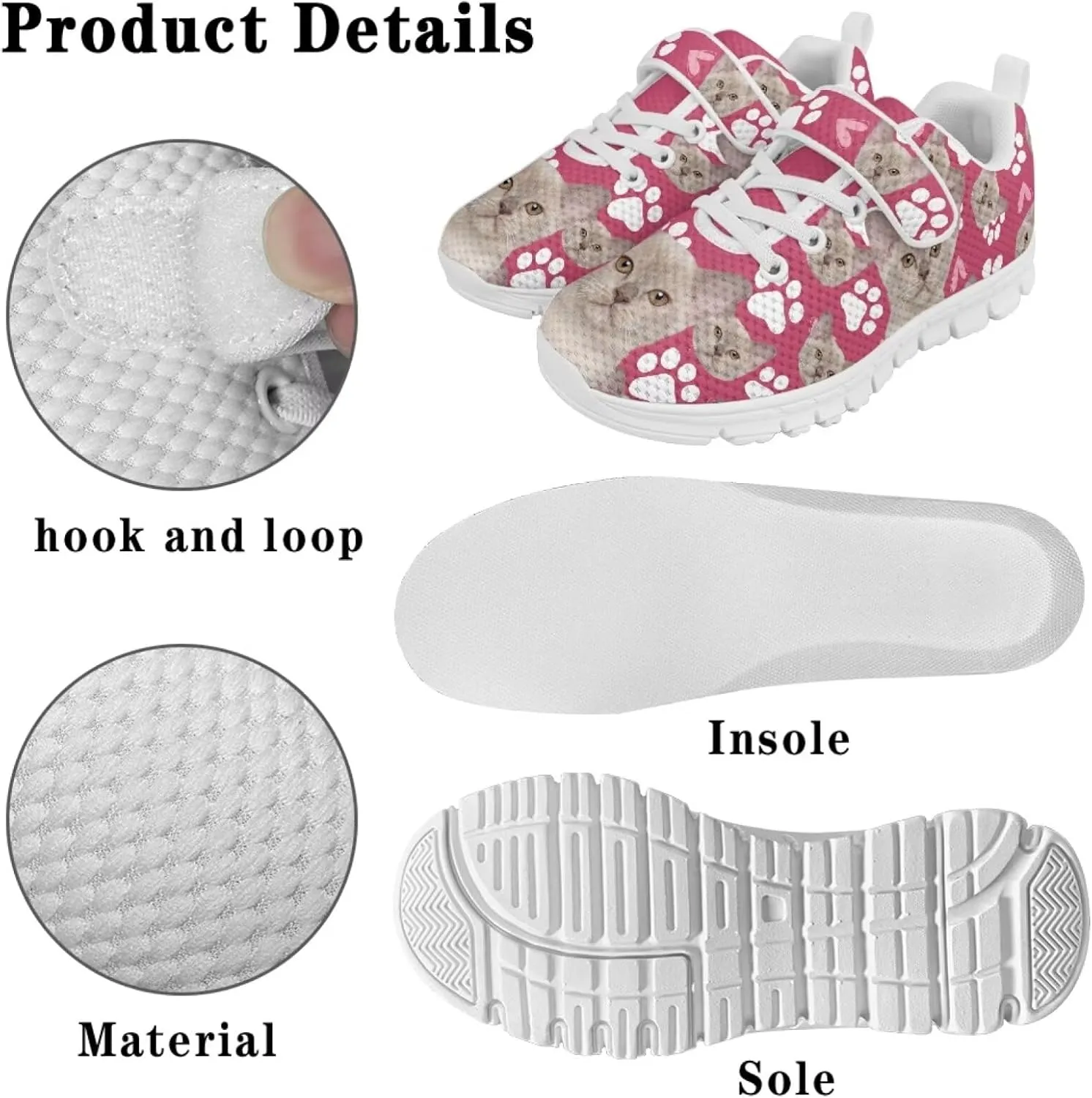 School Sneakers for Girls Boys Running Tennis Shoes Kids Slip on Shoes