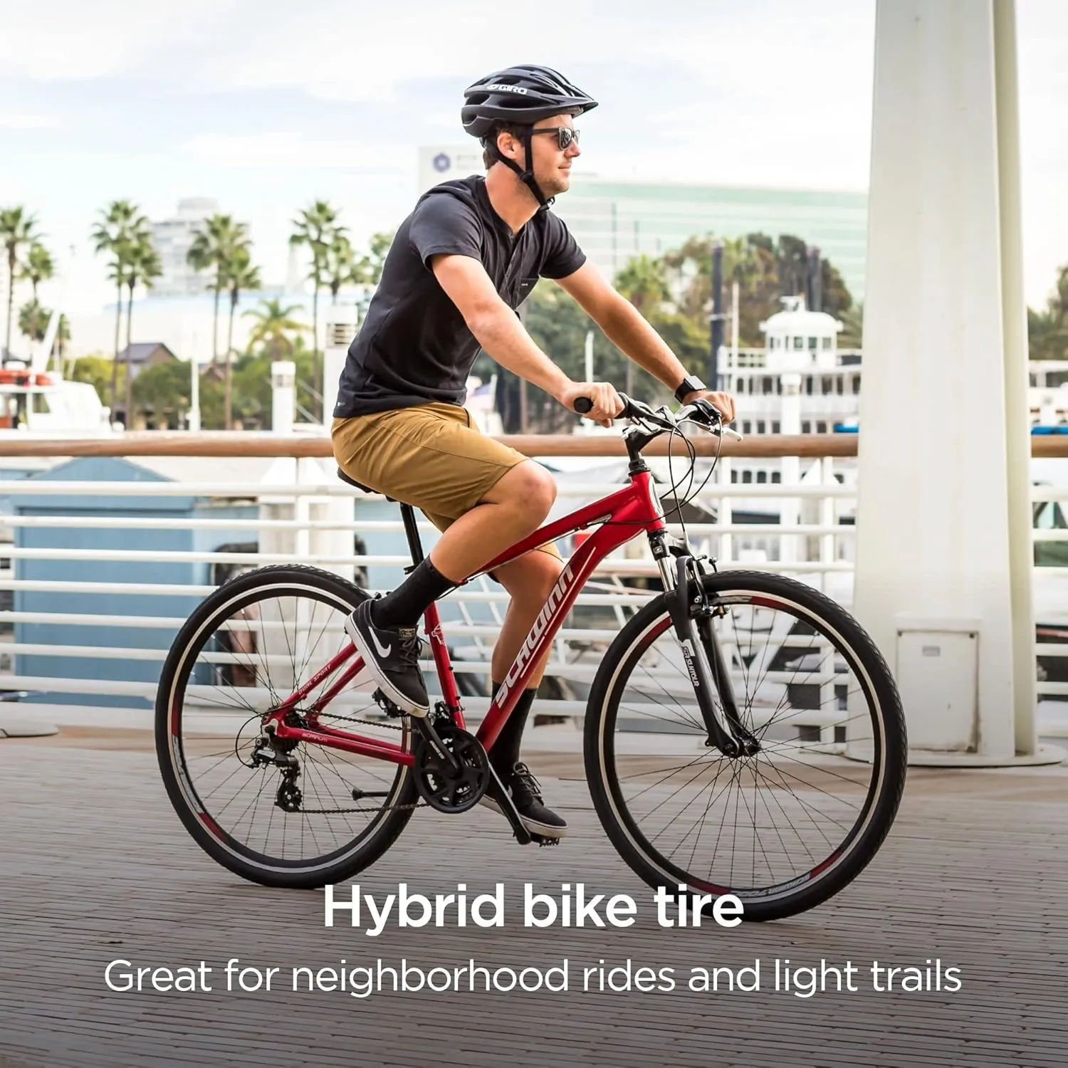 Schwinn Replacement Bike Tire, 700c x 38 Hybrid Bike Tire, Combination Tread, Puncture Guard, Fits Internal Rim Widths 17mm to 23mm, PSI Range 50 to 75