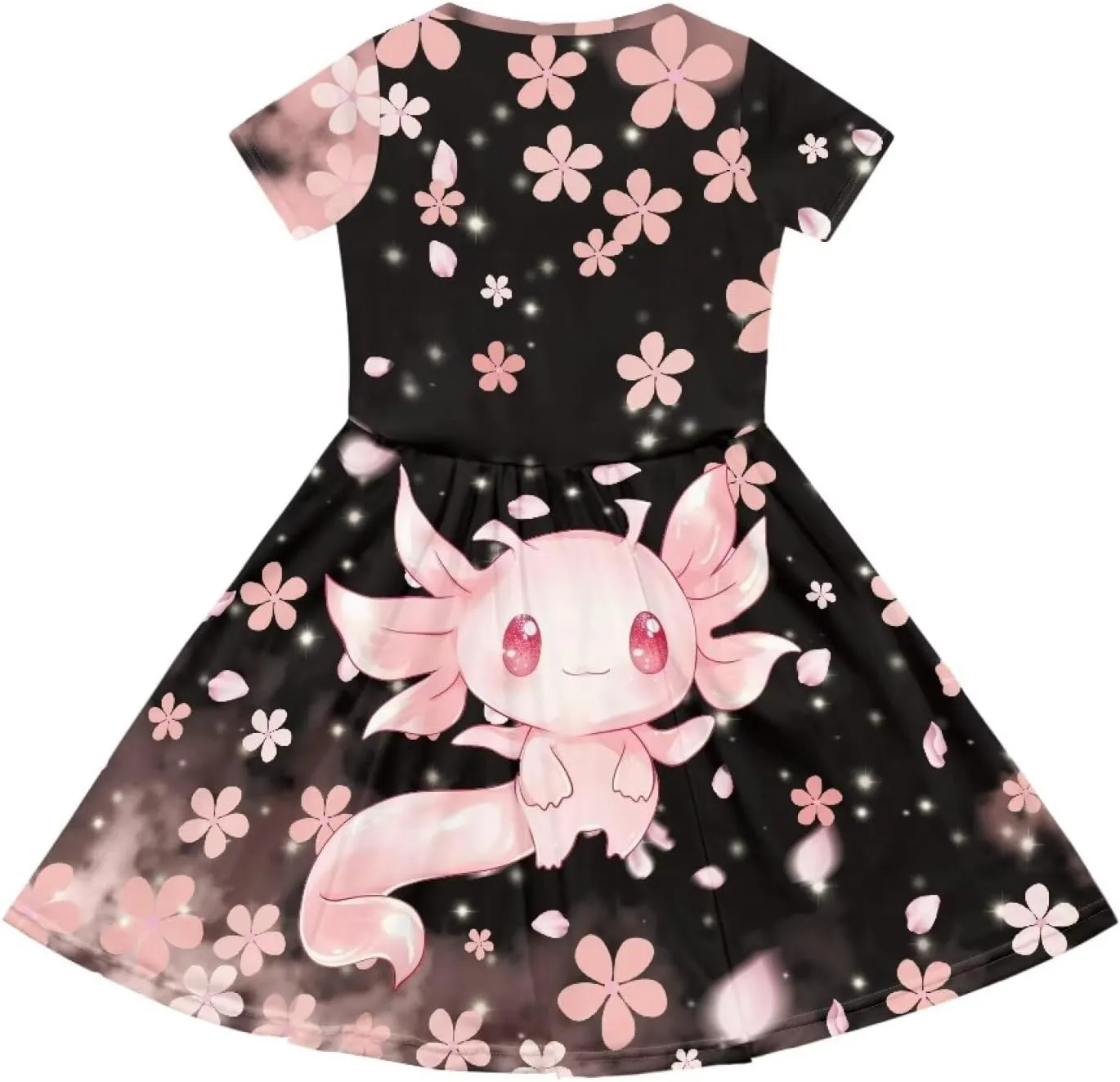 Short Sleeve Dresses for Girls School Dress with Pockets Twirly Skater Dress for 3-14 Years Old
