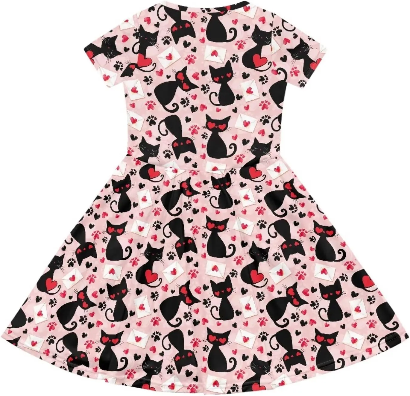 Short Sleeve Dresses for Girls School Dress with Pockets Twirly Skater Dress for 3-14 Years Old