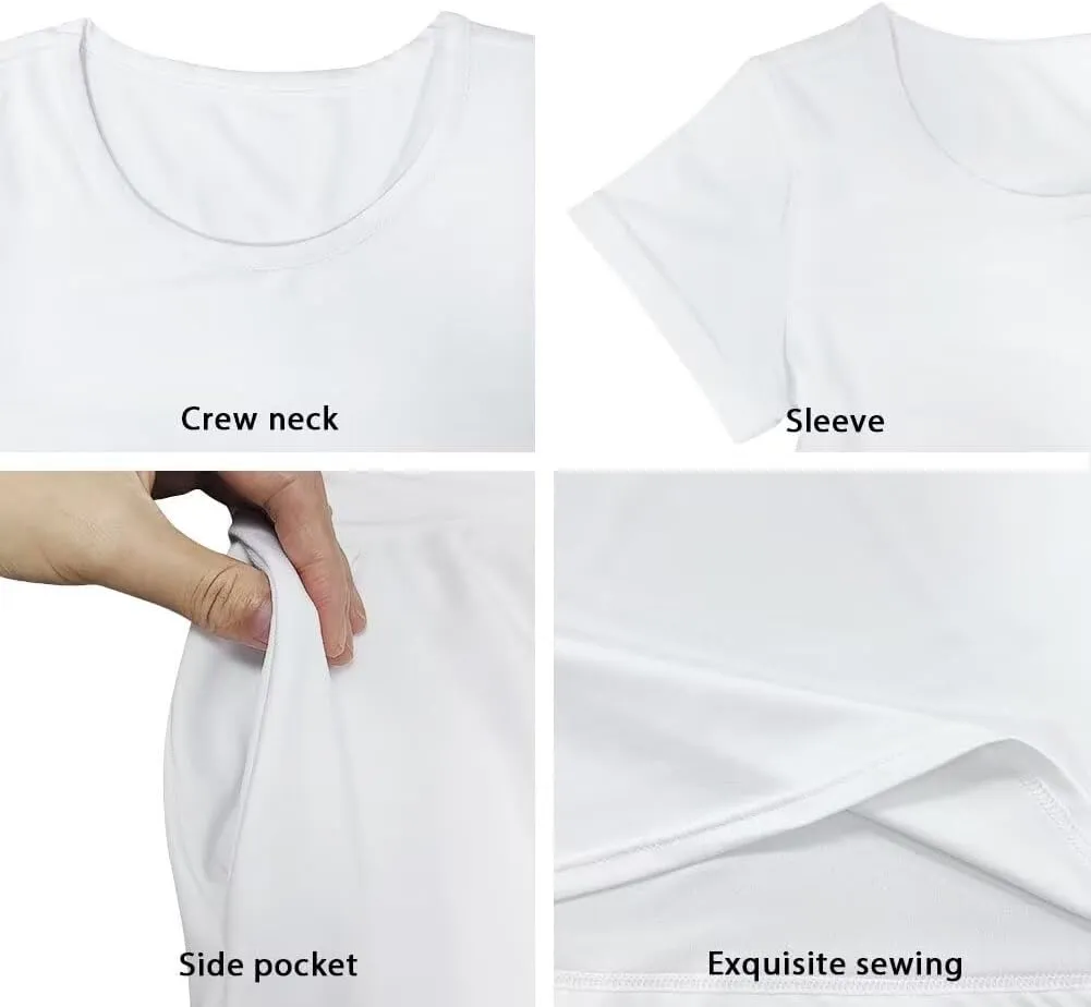 Short Sleeve Dresses for Girls School Dress with Pockets Twirly Skater Dress for 3-14 Years Old