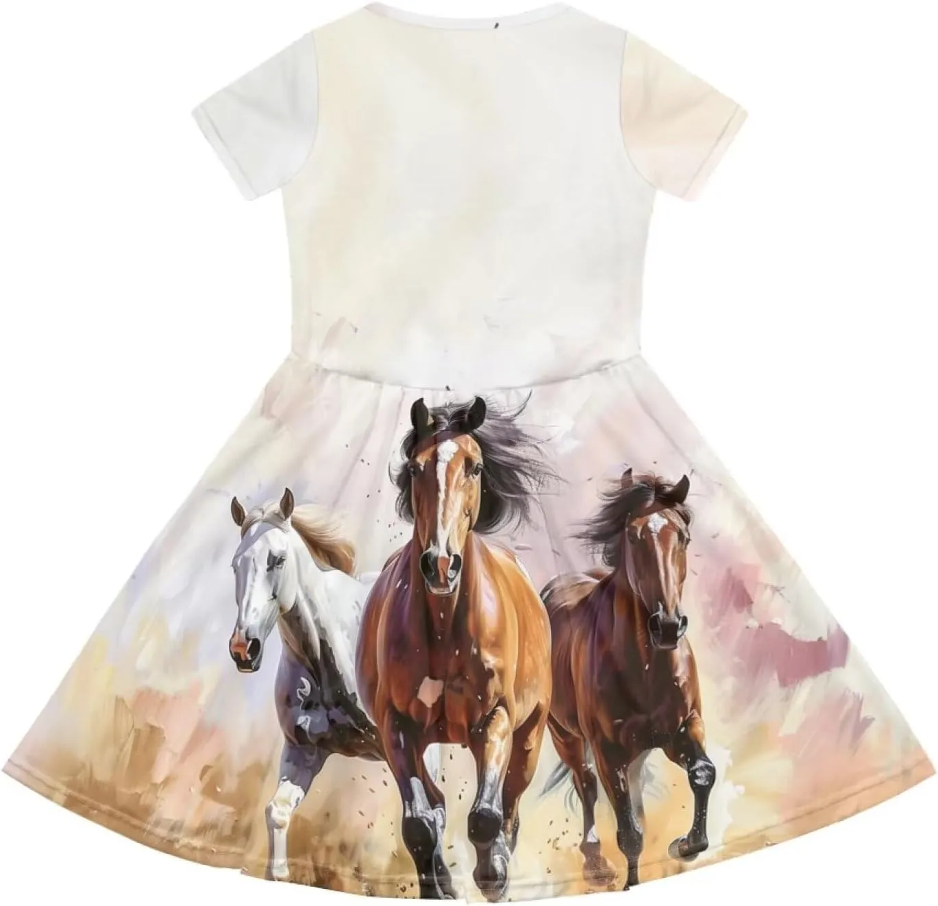 Short Sleeve Dresses for Girls School Dress with Pockets Twirly Skater Dress for 3-14 Years Old