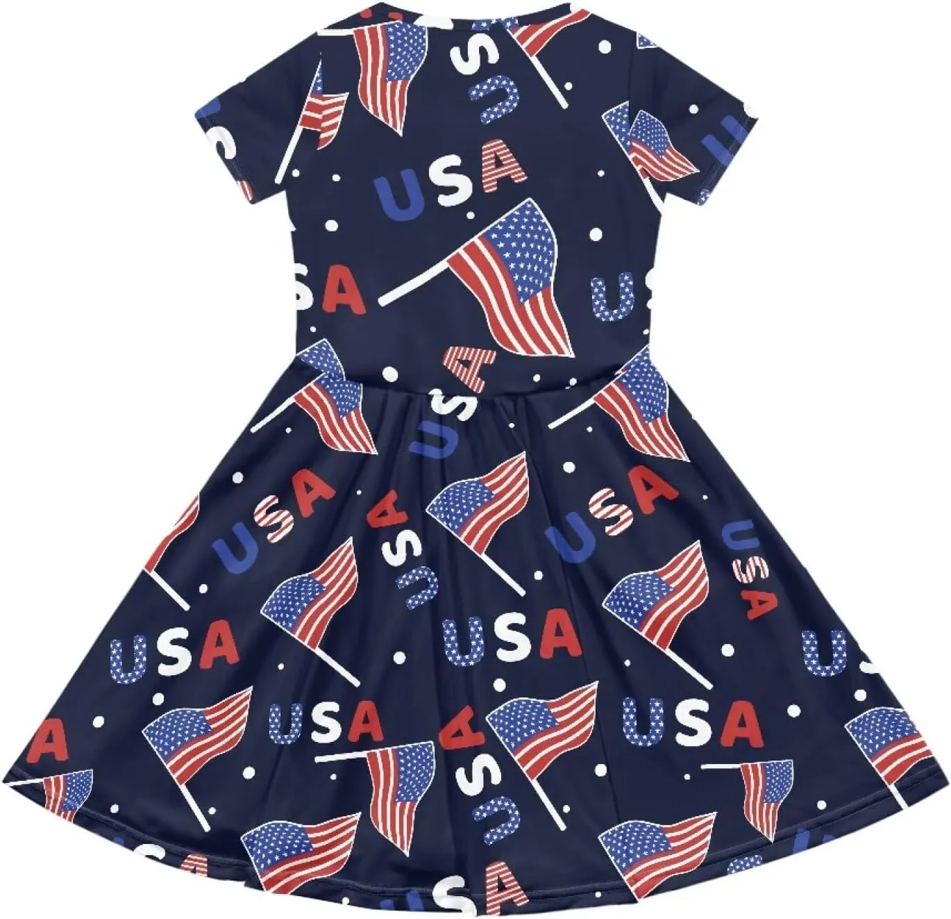 Short Sleeve Dresses for Girls School Dress with Pockets Twirly Skater Dress for 3-14 Years Old