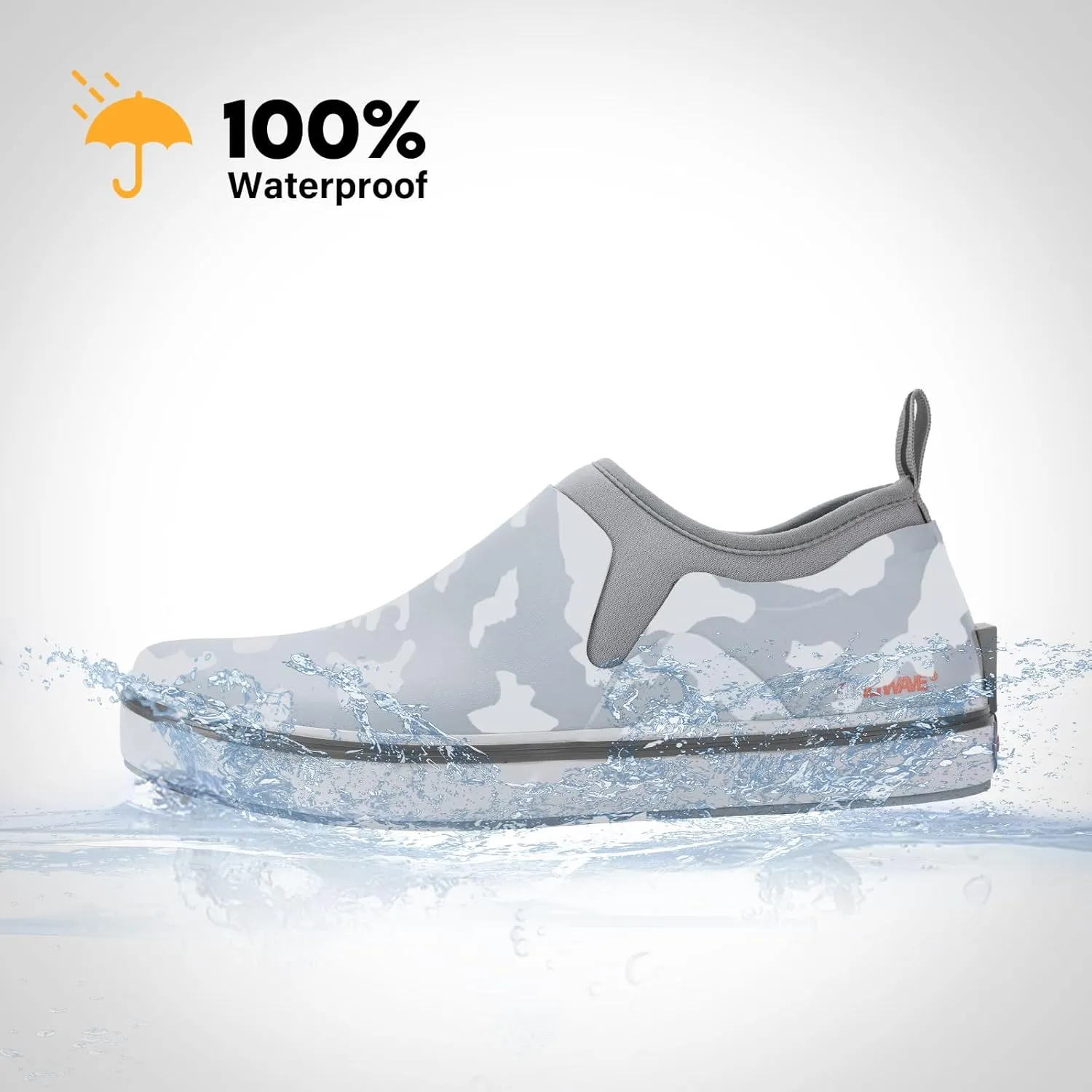 Showave Deck Shoes for Men Waterproof Garden Boots Slip-on Rain Shoes Breathable Ruber Fishing Shoes for Outdoor Mud Walking