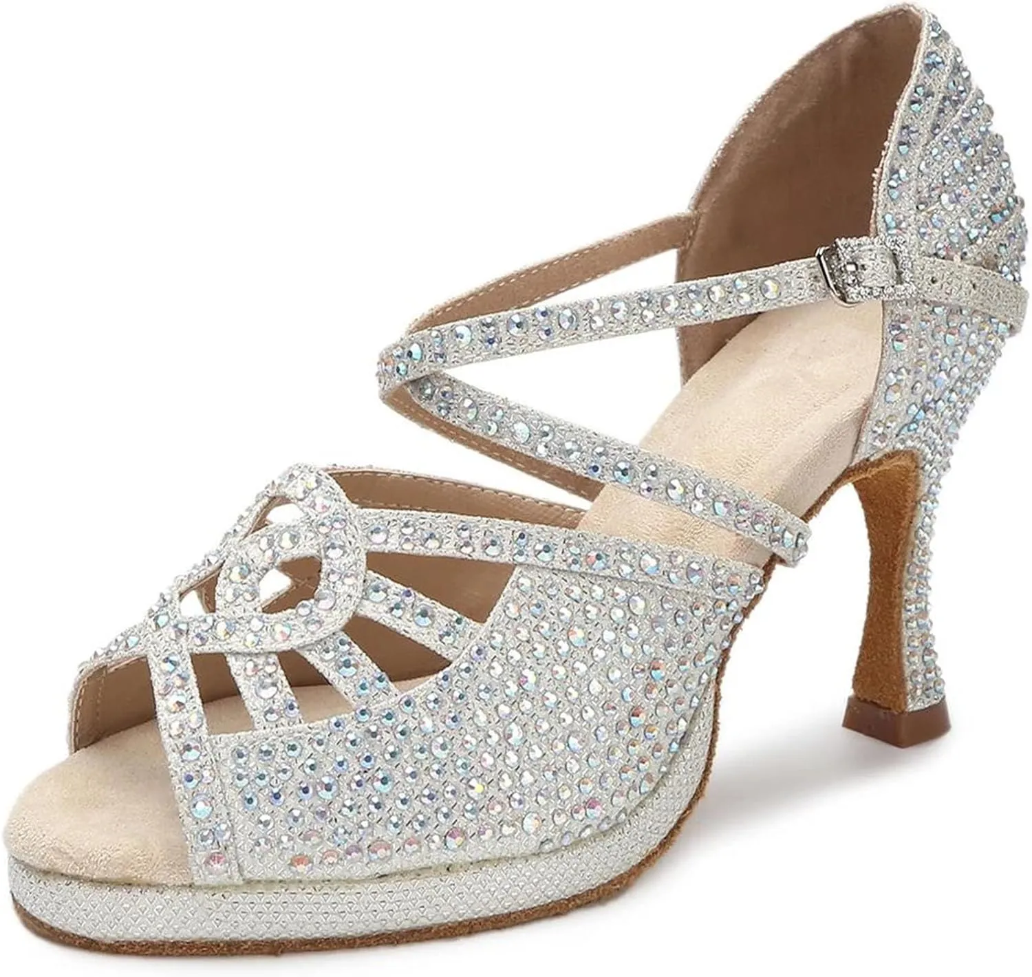Silver Ballroom Sandals - Soft Sole Heels for Party Weddings (9CM/3.54")