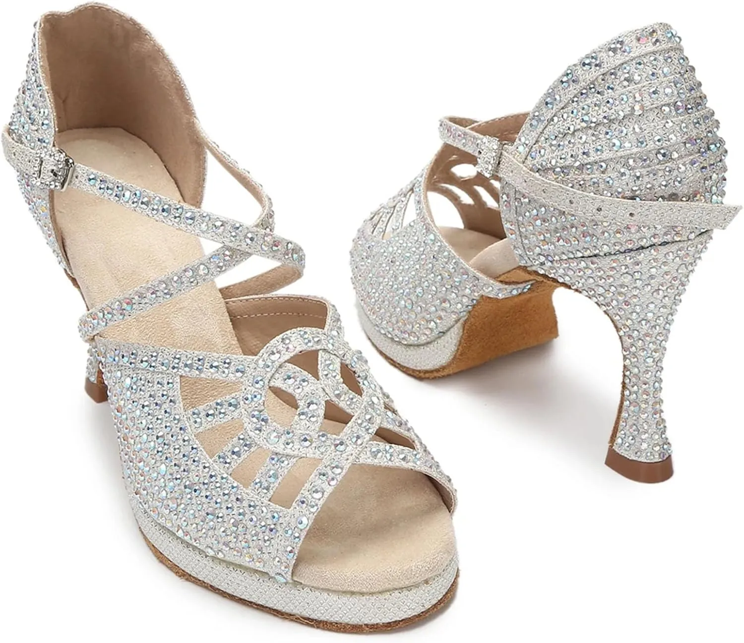 Silver Ballroom Sandals - Soft Sole Heels for Party Weddings (9CM/3.54")