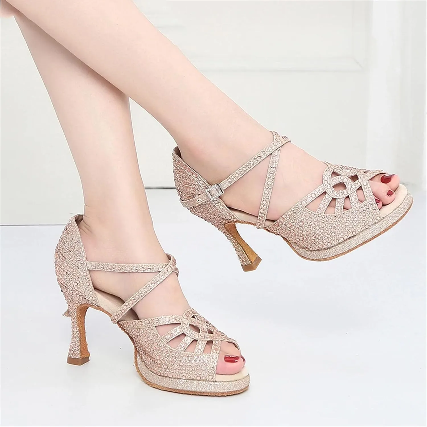 Silver Ballroom Sandals - Soft Sole Heels for Party Weddings (9CM/3.54")