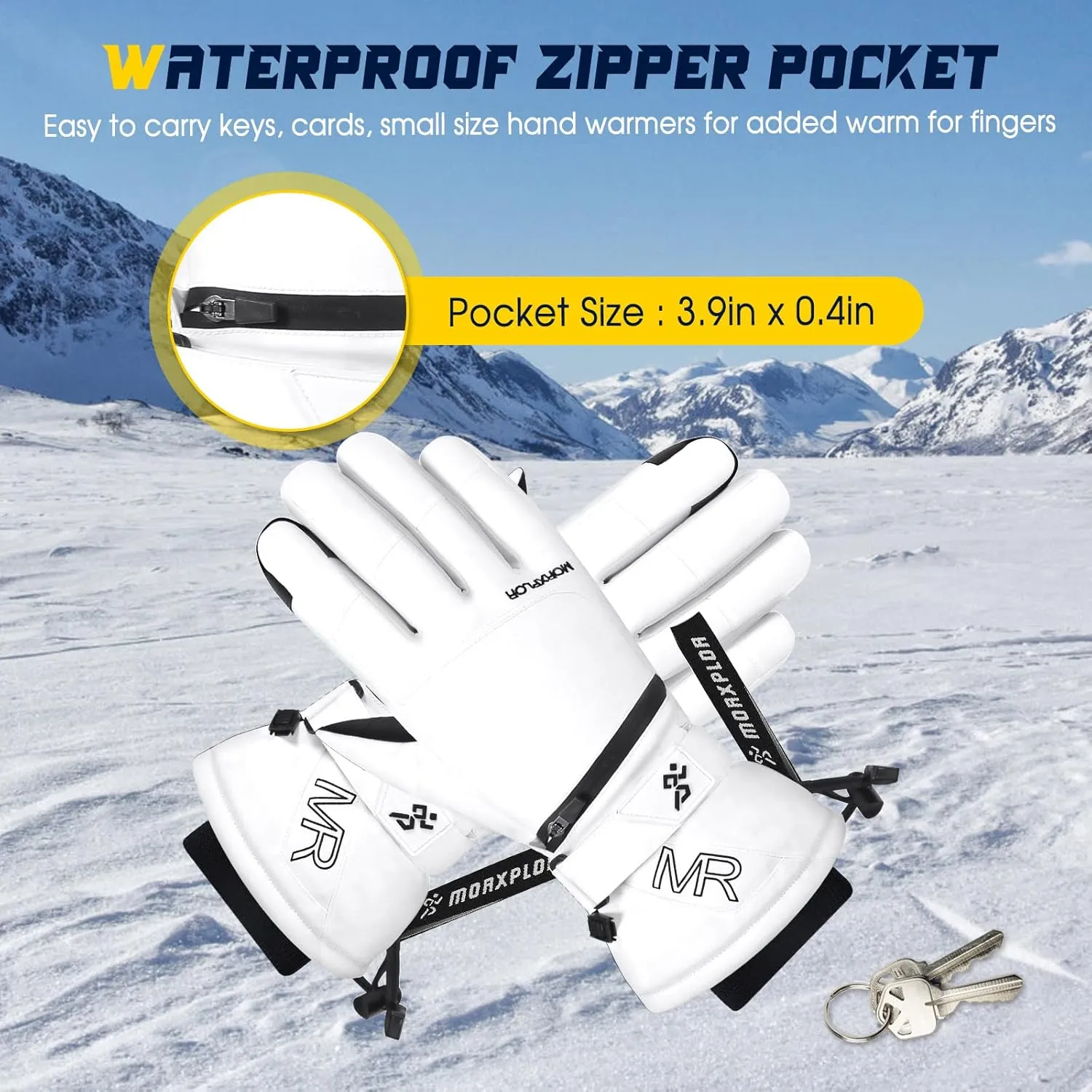 Ski Snow Gloves - 3M Thinsulate Insulated, Warm Winter Snowboard & Snowmobile Gloves for Men & Women - Waterproof & Windproof - Touchscreen Compatible