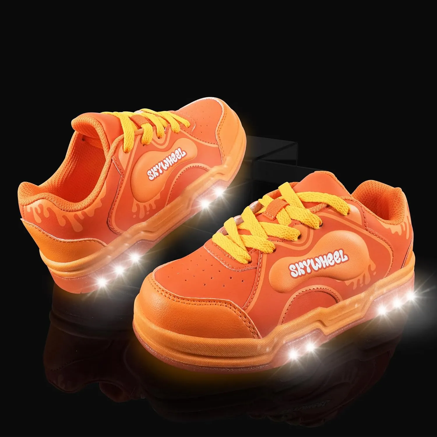SKYWHEEL Kids Sneakers for Boys Gilrs Light Up Tennis Shoes Size 11 to Big Kids Size 3 Skate Shoes Lace up Athletic Running Walking Sneakers