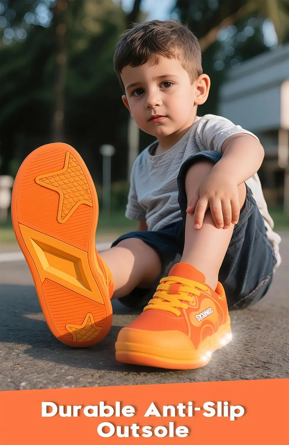 SKYWHEEL Kids Sneakers for Boys Gilrs Light Up Tennis Shoes Size 11 to Big Kids Size 3 Skate Shoes Lace up Athletic Running Walking Sneakers