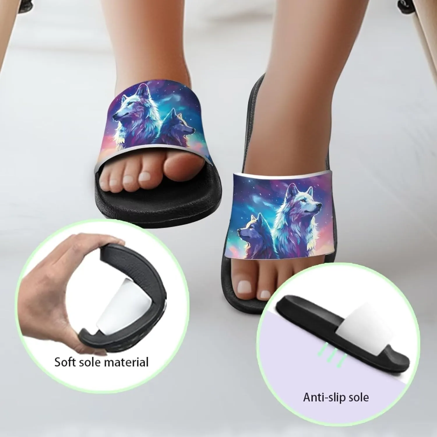 Slides for Kids Summer Slippers Boys Non-Slip Shower Shoes