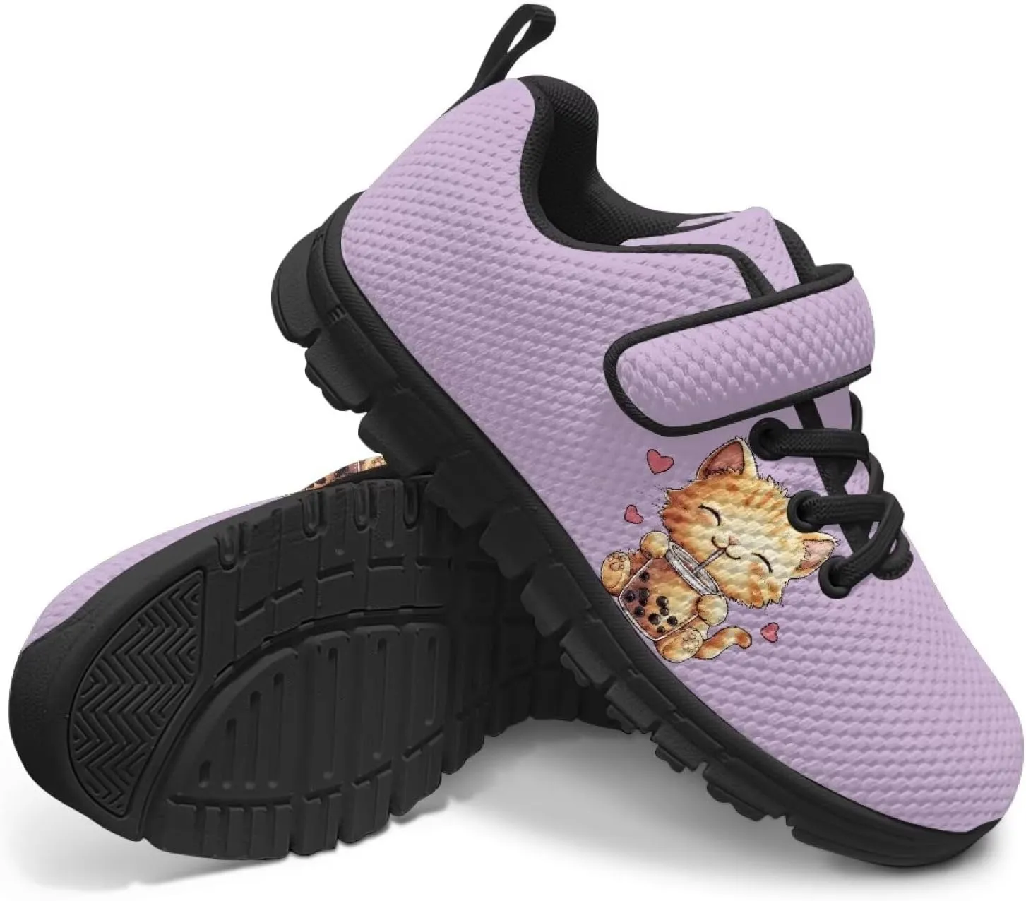 Sneakers for Girls Comfy Children Athletic Tennis Shoes Black Sole