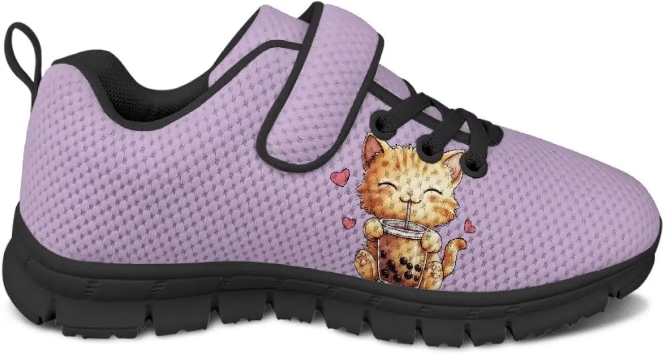 Sneakers for Girls Comfy Children Athletic Tennis Shoes Black Sole