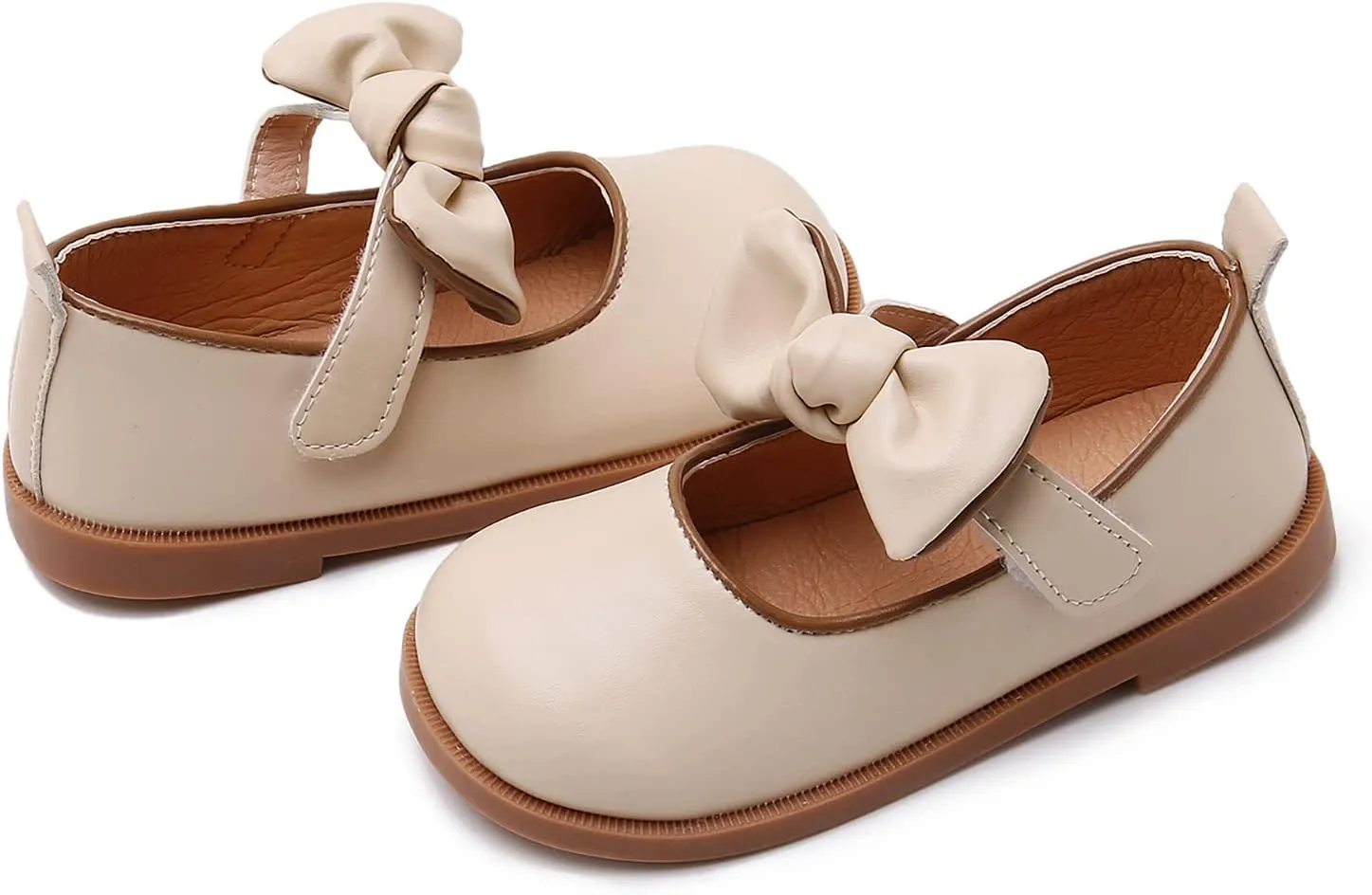 SOFMUO Toddler Girl Mary Jane Shoes Bowknot Ballet Flats for Little Girls Party School Wedding Uniform Princess Dress Shoes