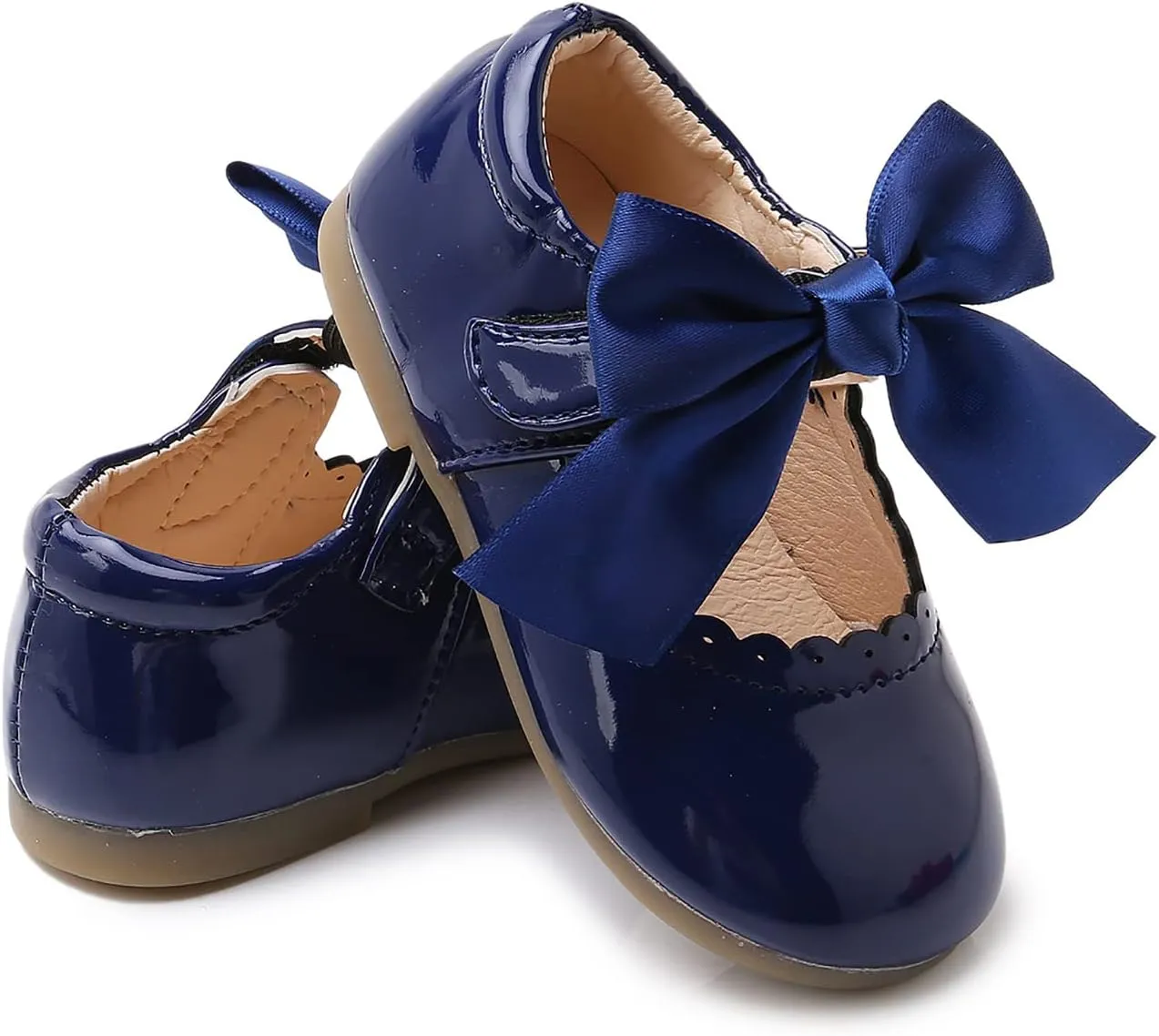 SOFMUO Toddler Girl Mary Jane Shoes Bowknot Ballet Flats for Little Girls Party School Wedding Uniform Princess Dress Shoes