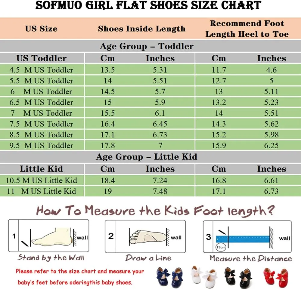 SOFMUO Toddler Girl Mary Jane Shoes Bowknot Ballet Flats for Little Girls Party School Wedding Uniform Princess Dress Shoes