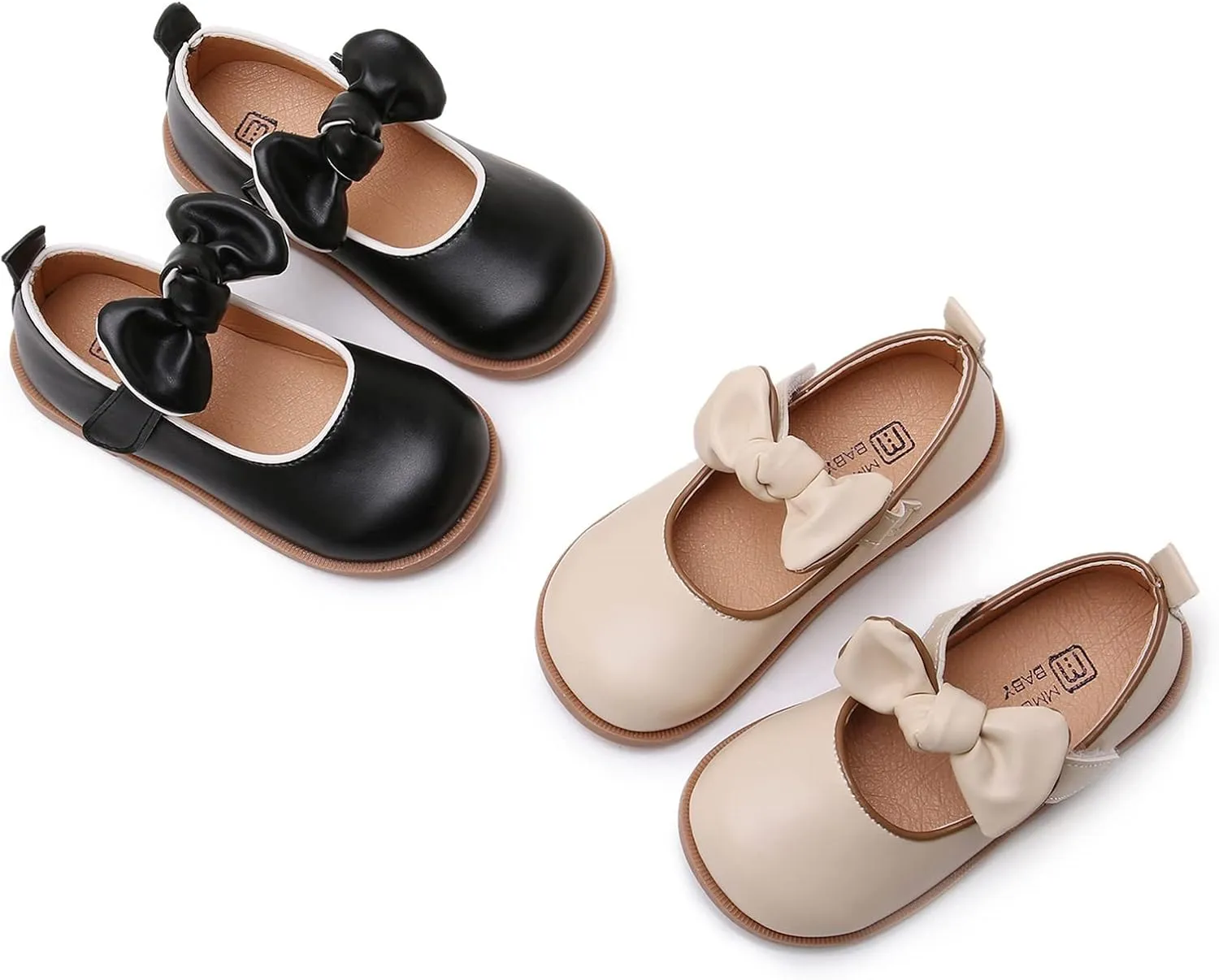 SOFMUO Toddler Girl Mary Jane Shoes Bowknot Ballet Flats for Little Girls Party School Wedding Uniform Princess Dress Shoes