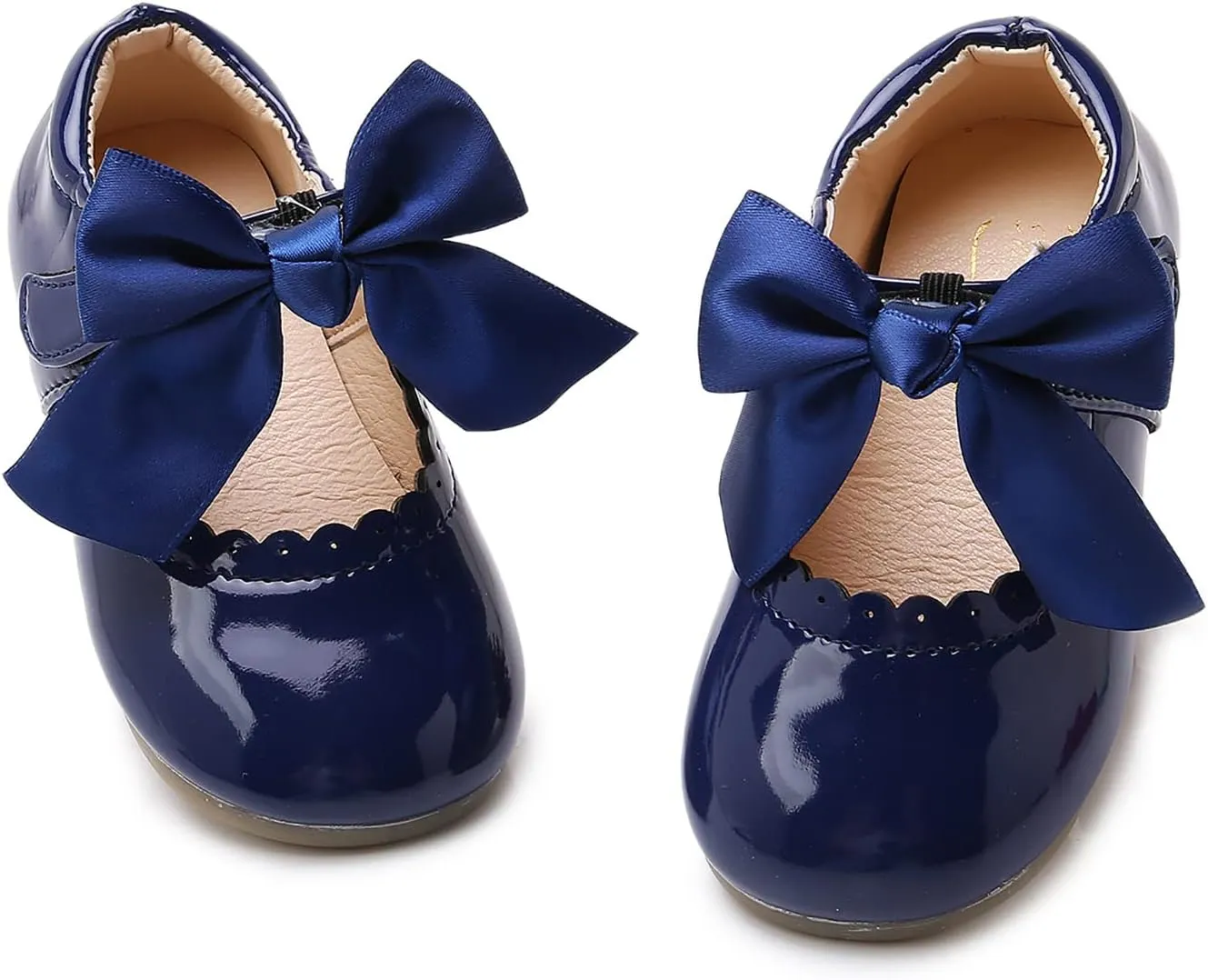 SOFMUO Toddler Girl Mary Jane Shoes Bowknot Ballet Flats for Little Girls Party School Wedding Uniform Princess Dress Shoes