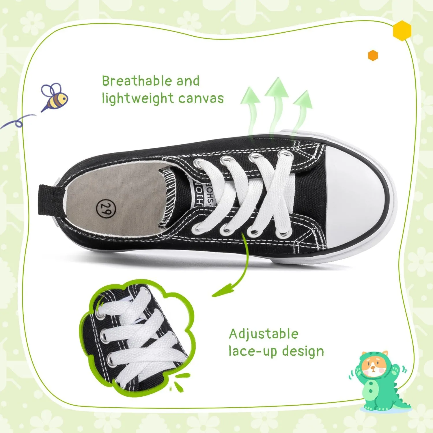 Sonsage Toddler Boys Girls Canvas Sneakers Soft Sole T-Strap Shoes Lightweight Comfy Classical Flats Non Skid Shoe for Little Kids