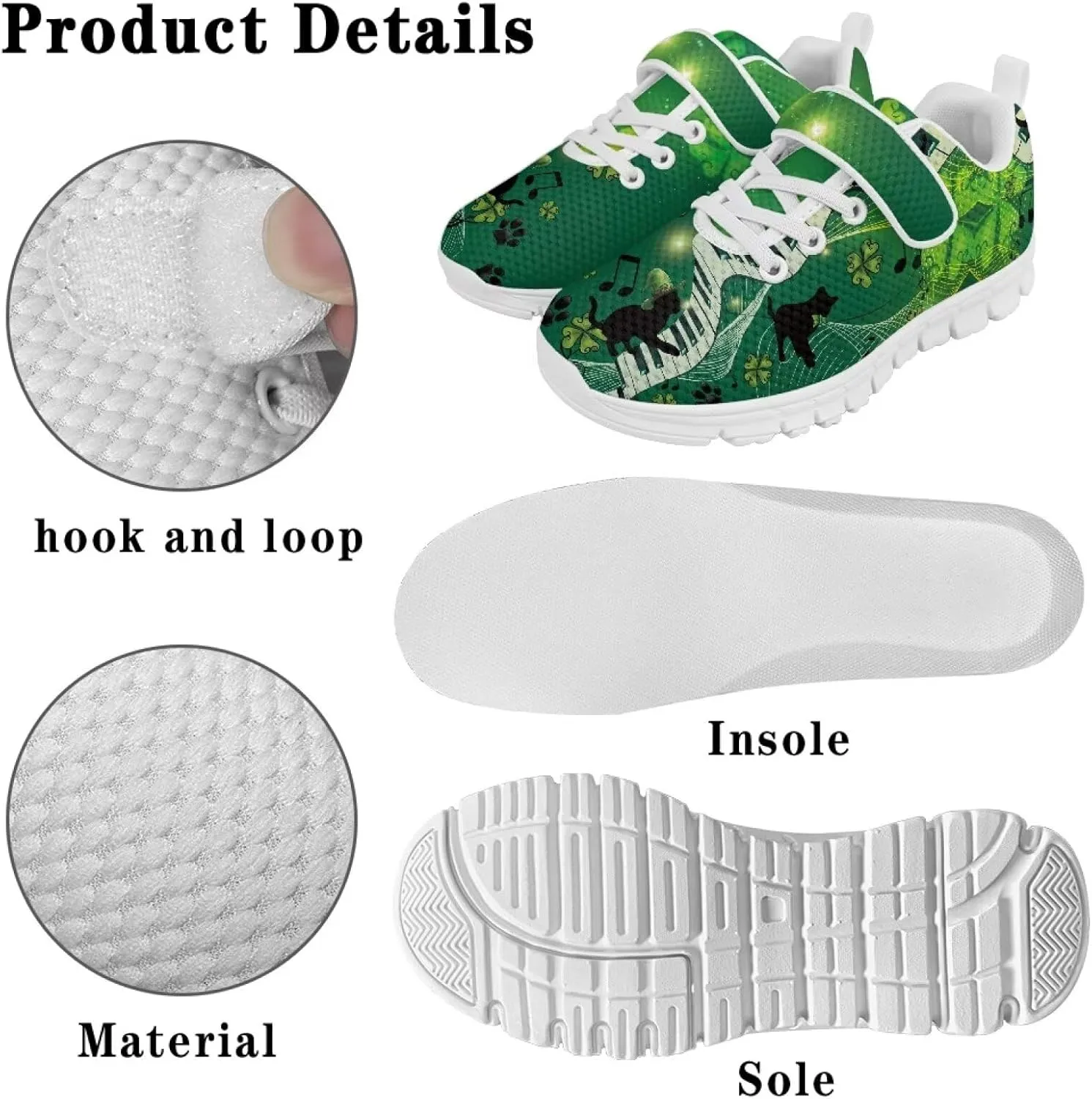 St. Patrick's Day Slip On Shoes for Girls Leaves Sneakers Size 11-2.5